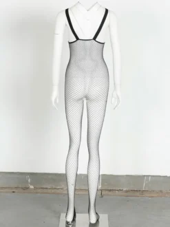 Bas autofixant en nylon noir clair avec noeud en mailles