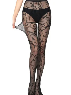 Bas Autofixants Collants Femme Imprimé Elastique Unicolore Coupe Cintrée Lingerie Sexy