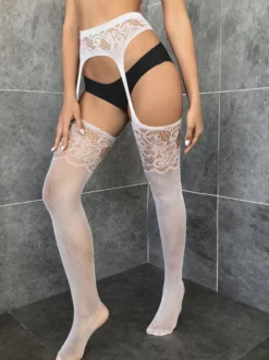 Bas Collant Femme Creusant Lingerie Sexy Coupe Cintrée Unicolore