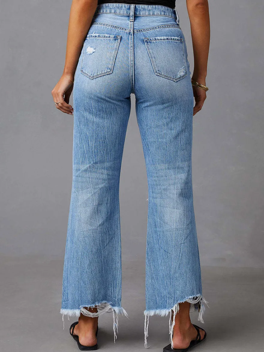 Bas de jeans sexy et décontractés à franges et taille haute en denim