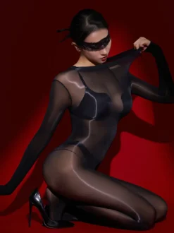 Bas de lingerie bas de corps noirs brillants lisses sans coutures pour tout le corps