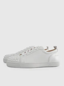Baskets basses à lacets en cuir de vache blanc pour hommes chaussures décontractées