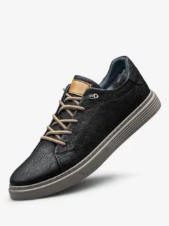 Baskets confortables en cuir à bout rond pour hommes