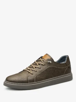 Baskets confortables en cuir à bout rond pour hommes