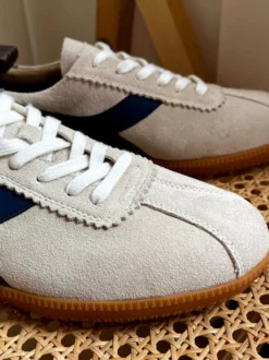 Baskets confortables en cuir de vache pour hommes chaussures de sport à bout rond et blocs de couleurs