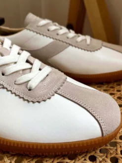 Baskets confortables en cuir de vache pour hommes chaussures de sport à bout rond et blocs de couleurs