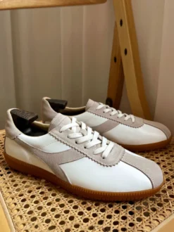 Baskets confortables en cuir de vache pour hommes chaussures de sport à bout rond et blocs de couleurs