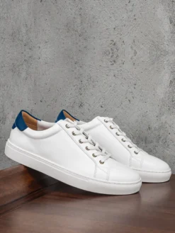 Baskets confortables à lacets en cuir de vache pour hommes bout rond