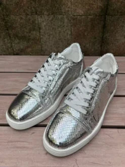 Baskets décontractées pour femmes bout rond motif serpent lacets chaussures de skate