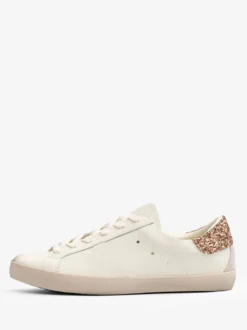Baskets de skate à lacets dorées chaussures style ancien femmes