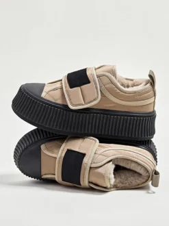 Baskets kaki pour femmes chaussures à plateforme de styliste à bout rond