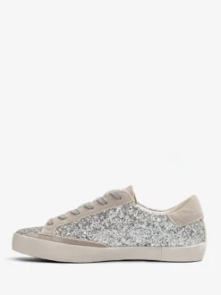 Baskets noires à lacets et paillettes chaussures confortables femmes