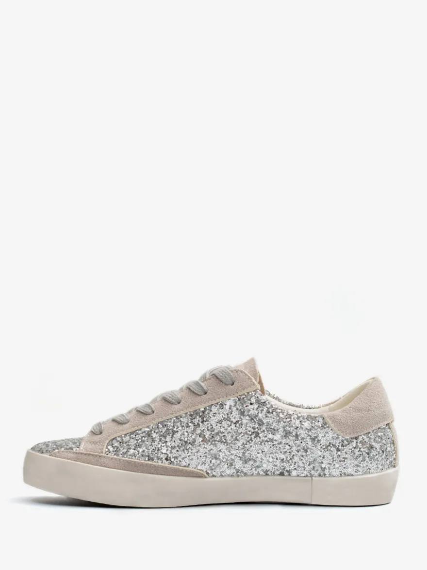 Baskets noires à lacets et paillettes chaussures confortables femmes
