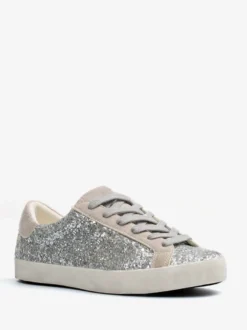 Baskets noires à lacets et paillettes chaussures confortables femmes