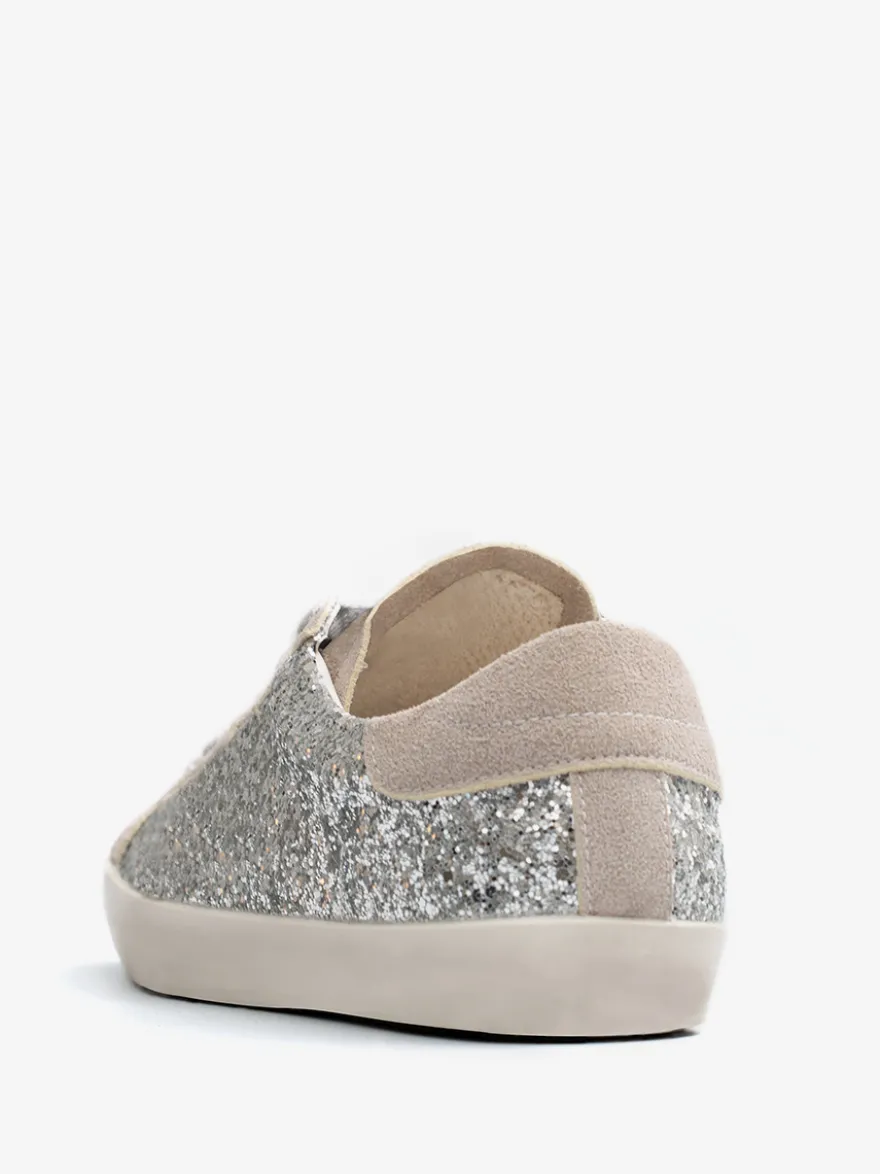 Baskets noires à lacets et paillettes chaussures confortables femmes