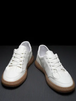 Baskets pour hommes confortables en cuir à bout rond Baskets Chaussures de sport