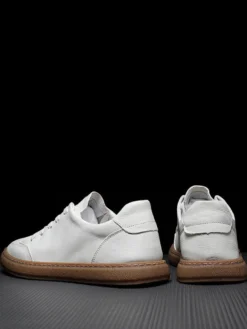 Baskets pour hommes confortables en cuir à bout rond Baskets Chaussures de sport