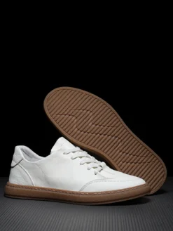 Baskets pour hommes confortables en cuir à bout rond Baskets Chaussures de sport