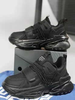 Baskets respirantes à plateforme pour homme chaussures de course à lacets décontractées et épaisses