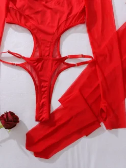 Bas sexy dos nu creux transparent sous-vêtements serrés body