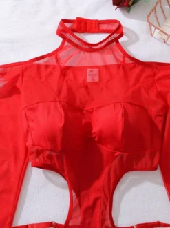 Bas sexy dos nu creux transparent sous-vêtements serrés body