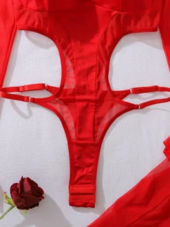 Bas sexy dos nu creux transparent sous-vêtements serrés body
