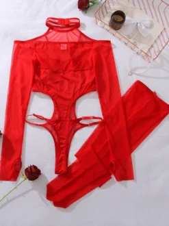 Bas sexy dos nu creux transparent sous-vêtements serrés body