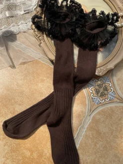 Bas Sweet Lolita Noir Accessoire Polyester Lolita Accessoires