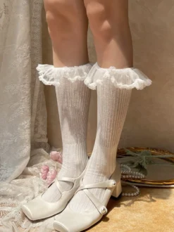 Bas Sweet Lolita Noir Accessoire Polyester Lolita Accessoires