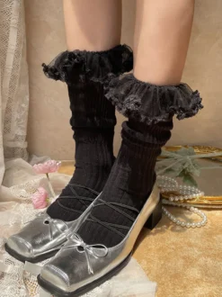 Bas Sweet Lolita Noir Accessoire Polyester Lolita Accessoires
