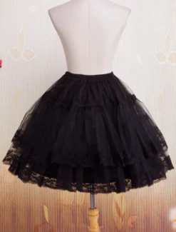 Bell forme Organza Noir Lolita jupon dentelle Déguisements Halloween