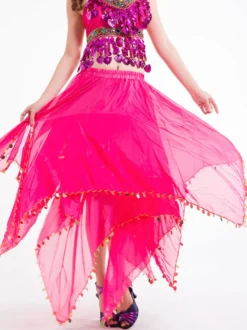 Belly Dance Costume Jupe femmes rouges en mousseline de soie Sequin Dancing Bottoms Déguisements Halloween
