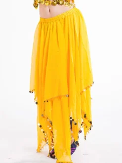 Belly Dance Costume Jupe femmes rouges en mousseline de soie Sequin Dancing Bottoms Déguisements Halloween