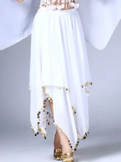 Belly Dance Costume Jupe femmes rouges en mousseline de soie Sequin Dancing Bottoms Déguisements Halloween