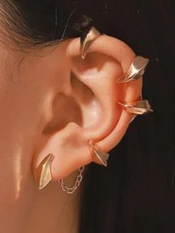 Bijou d'oreille manchette géométrique irrégulière à plusieurs griffes sans perçage