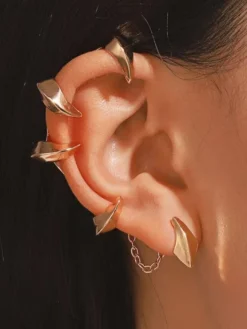 Bijou d'oreille manchette géométrique irrégulière à plusieurs griffes sans perçage