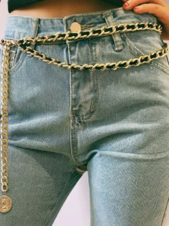 Bijoux Pour Femmes Chaîne De Corps En Métal Doré Réglable Chaîne De Taille