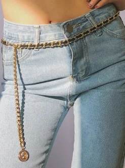 Bijoux Pour Femmes Chaîne De Corps En Métal Doré Réglable Chaîne De Taille