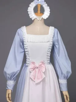 Blanc Rétro Costumes Femmes Dentelle Dentelle Arcs Marie Antoinette Costume Polyester Tunique Chapeaux Robe Vintage Mascarade Robe De Bal