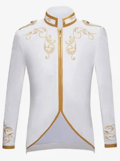Blanc Vintage Top Vintage Polyester Manches Longues Rétro Costumes Pour Homme Bourgogne