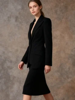 Blazer chic à manches longues découpées pour femme