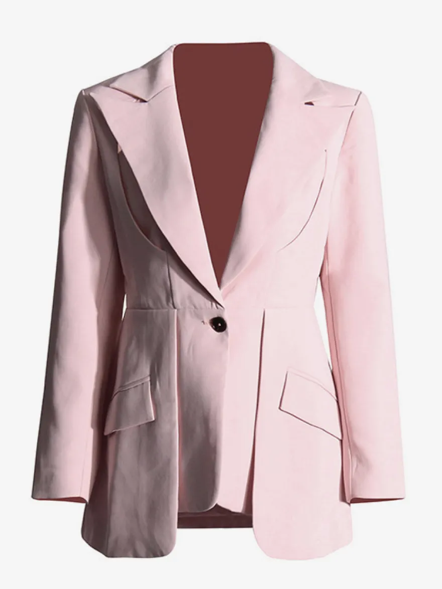 Blazer chic à manches longues découpées pour femme