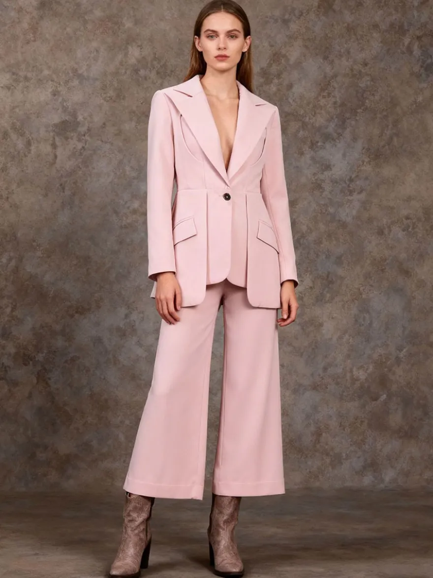 Blazer chic à manches longues découpées pour femme
