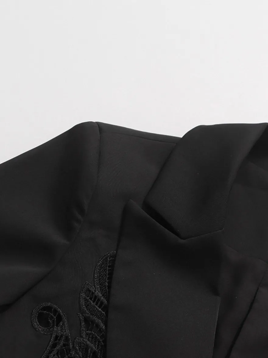 Blazer chic pour femme col rabattu manches longues découpées vêtement d'extérieur