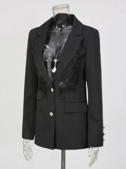 Blazer chic pour femme col rabattu manches longues découpées vêtement d'extérieur