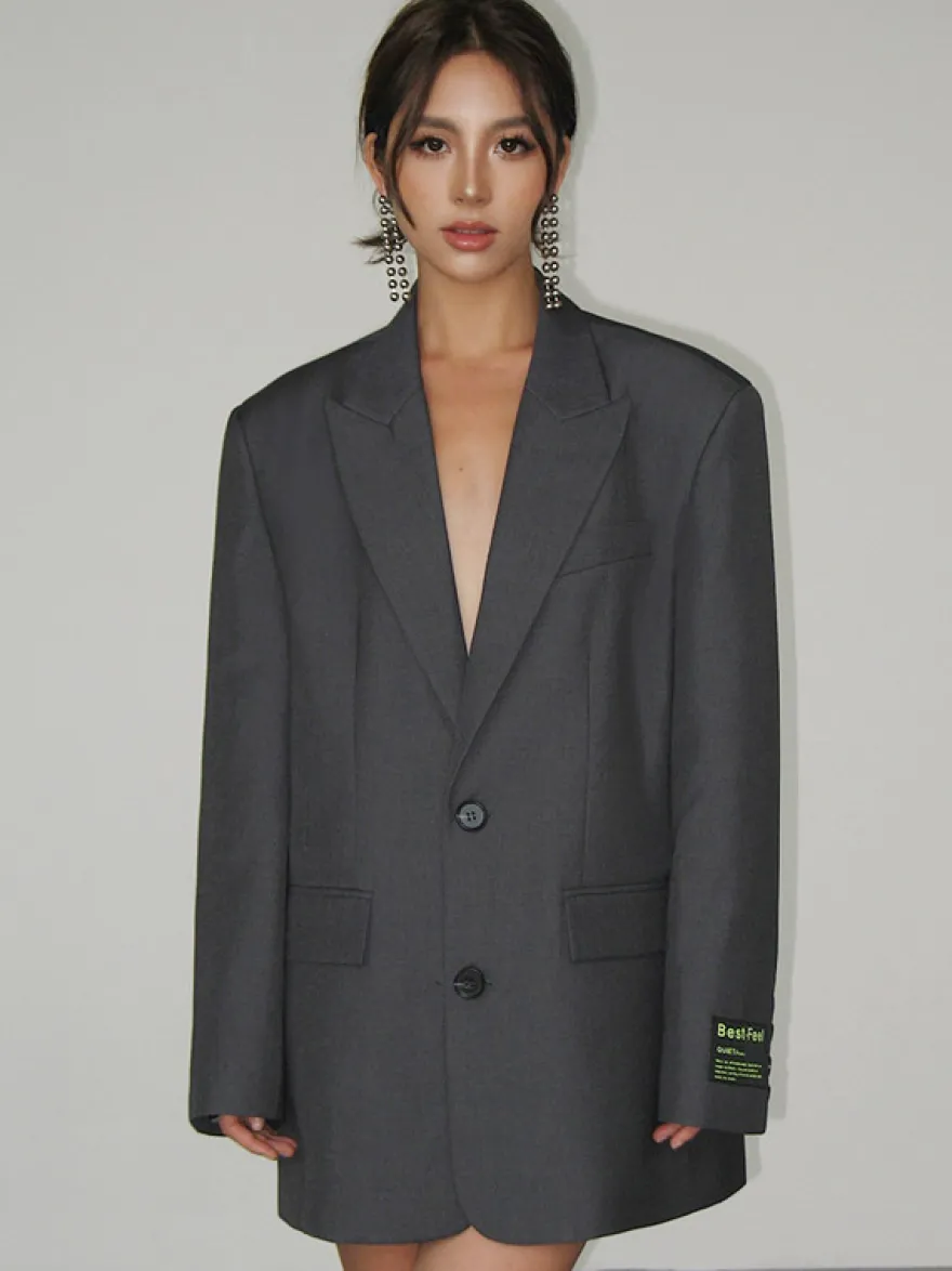 Blazer Femme Chic Moderne Col Rabattu Boutons Manches Longues