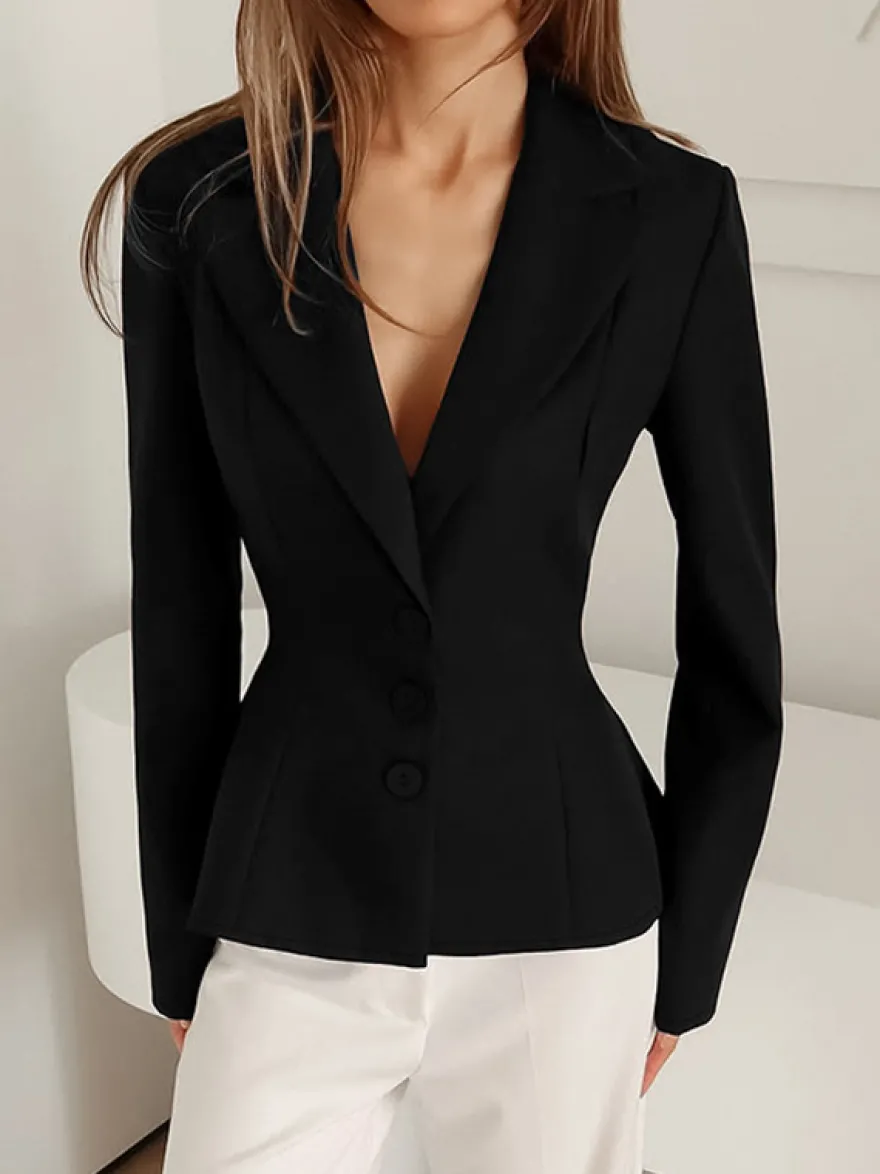 Blazer femme taille cintrée - Veste élégante à col cranté et coupe slim - Tenues professionnelles printemps 2026 au luxe discret