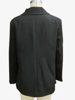 Blazer long à devant ouvert pour femme coupe ample et décontractée avec revers. Veste de tailleur noire décontractée.