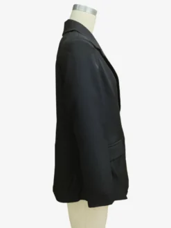 Blazer long à devant ouvert pour femme coupe ample et décontractée avec revers. Veste de tailleur noire décontractée.