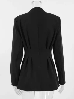 Blazer noir pour femme Hourglass Tailored - Veste structurée à épaules dénudées et boutonnage simple - Vêtement de travail décontracté chic 2026